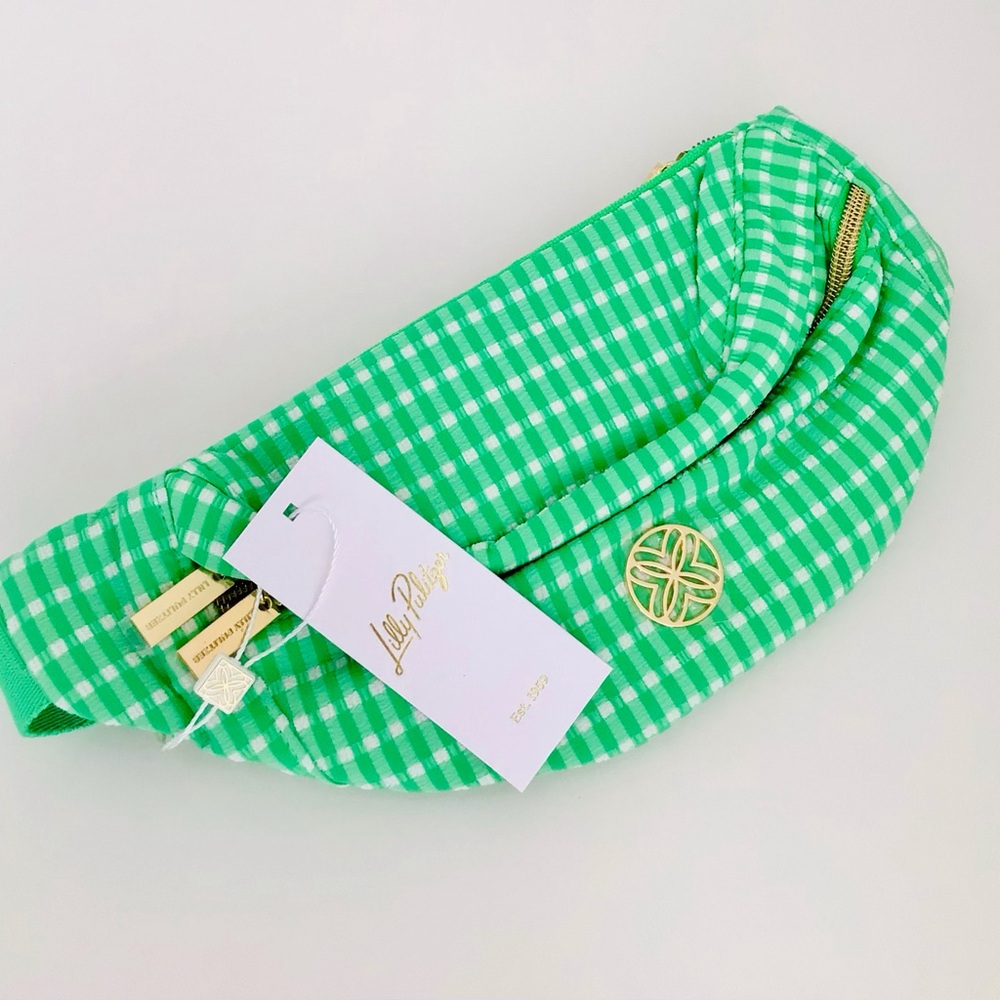 Lilly Pulitzer Gleanna Belt Bag-Fauna Green Performance Gingham-NWT In Package - Picture 14 of 14